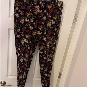 Counterparts Floral Skinny Pants - Black, Red, Yellow